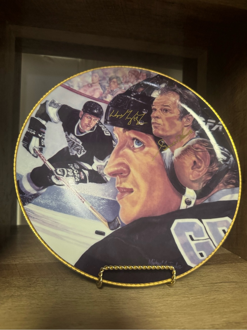 Wayne Gretzky Gordie Howe Signed Plate Gartlan USA The Great One LA Kings 904